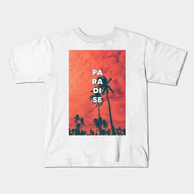 Paradise Palm Trees Under Sunset - Aesthetic Kids T-Shirt by Ravensdesign